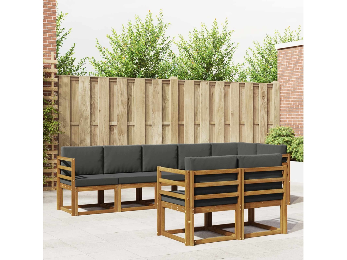 Vidaxl Conjunto De Sofás Para Exterior 8 Unid. Natural E Antracite