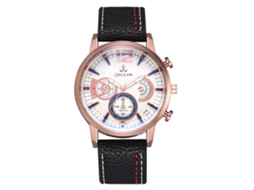 Relógio Masculino de Quartzo com Pulseira de Couro Pu Estilo Simples Preto