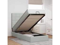 Vidaxl Estrutura Cama Otomana Colchões 90x200 Cm Veludo Cinzento Claro