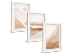 Composição De Quadros Paisagens Abstratas Em Marrom Espelharte (3 Peças 20x30 Cm)