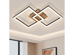 Nettlife Candeeiro, Led Plafon Preto Madeira 3000 K Branco Quente Design Moderno 24 W, Em Alumínio E Madeira, Para Sala, Quarto, Uso Diário