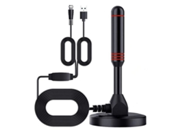 Antena de TV, Antena de TV Digital HD interna, Amplificação de alcance de 200 milhas com base magnética e - Preto F1867 S/MARCA