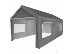Tenda Garagem 3x6 M - Inverno, Com Janela Enrolável, Laterais E Teto Removíveis - Cinza