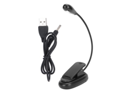 Lâmpada de Clip LED 360° Rotação, 5000K-6000K, Luz Branca, Leitura, USB, Pilhas AAA