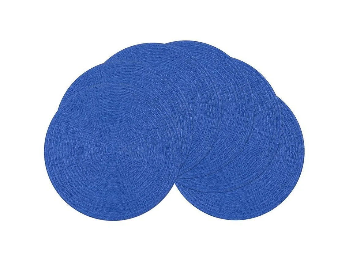 Nova Line conjunto de 6 Tapetes de Mesa Redondos Trançados 15 Polegadas Cor Mista para Cozinha e Jantar (ivory)