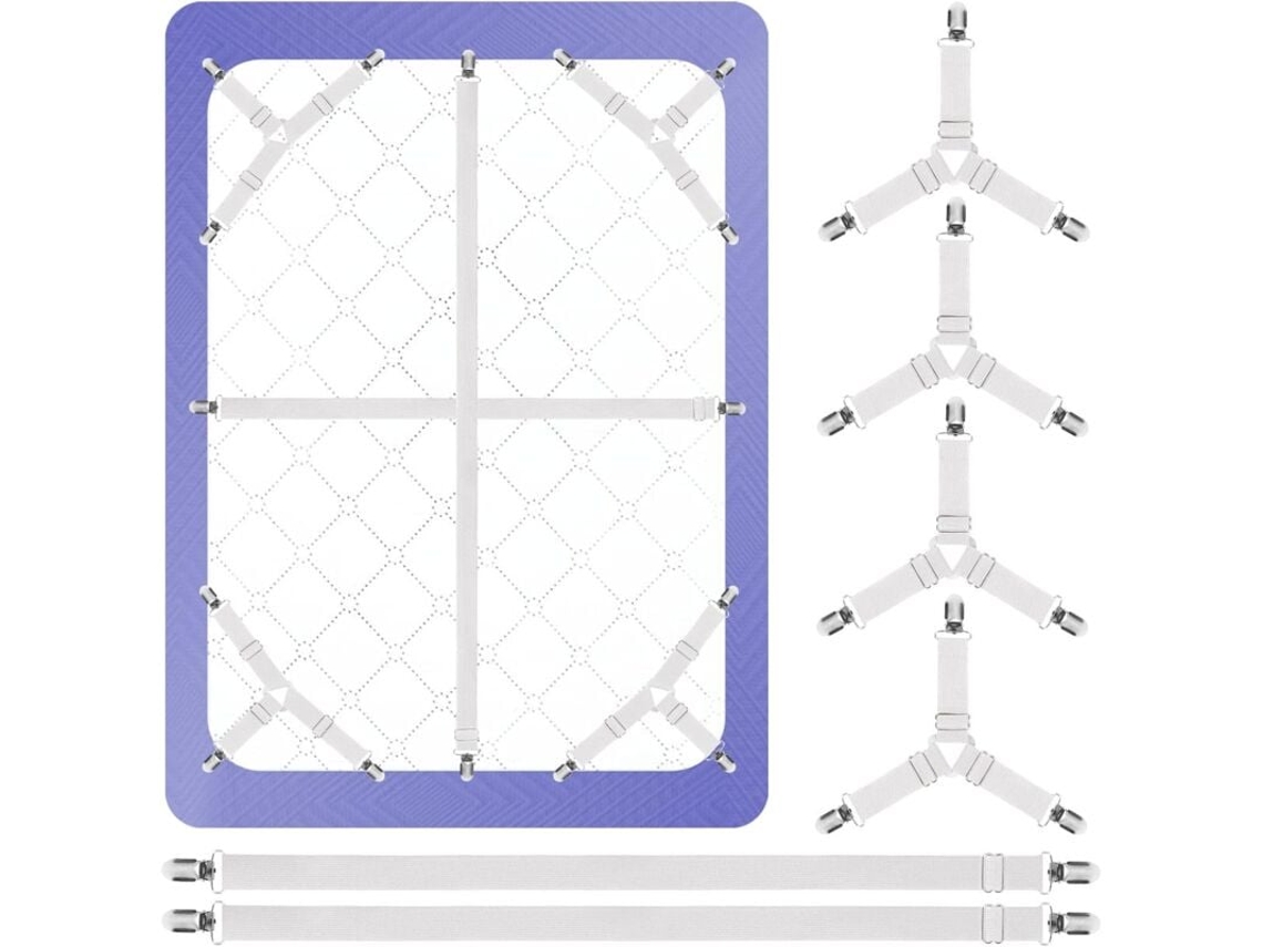 Lurelia Correias Para Lençol 2 Peças Ajustável Elástico Triângulo Resistente Colcha Colchão Cobertor Metal Plástico Queen King Twin