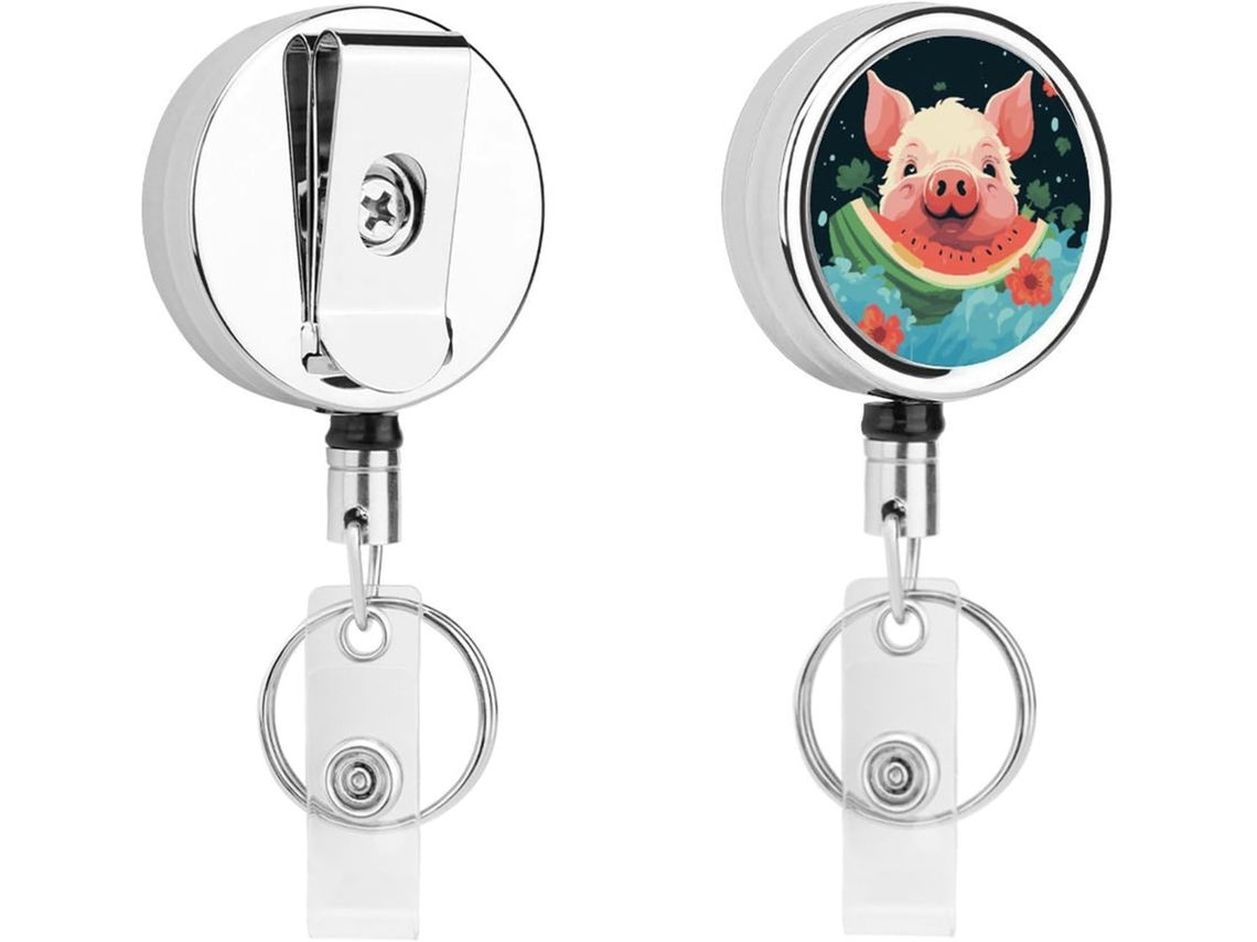 Porta Crachás Retrátil Com Sorridentes Animais, Porta Crachás Engraçado Com Clipe, Fofo Chaveiro