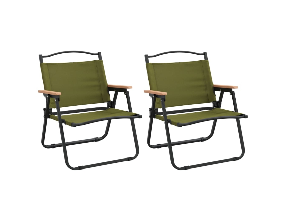 Conjunto 2 Cadeira de campismo VIDAXL Verde Poliéster (54x43x59 cm)