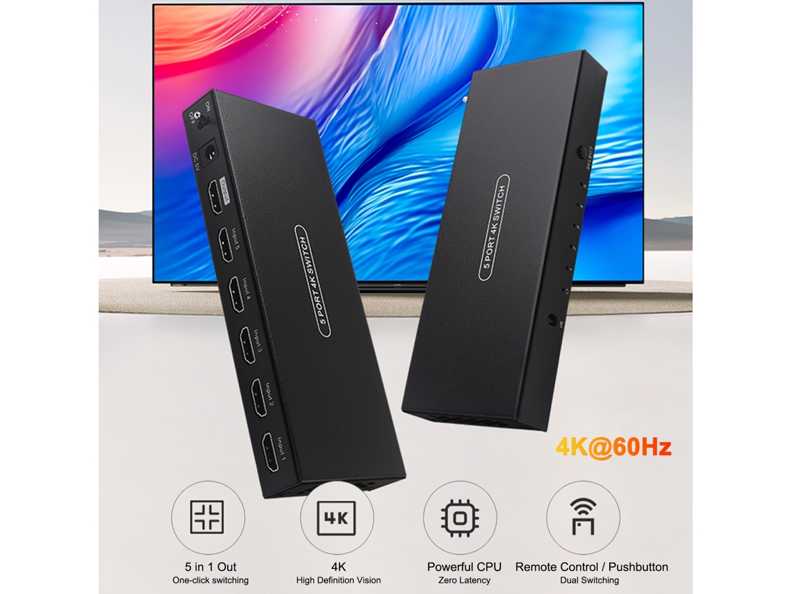 Hdmi Switch EOOCOO (5 Entradas 1 Saída 4k 60hz)