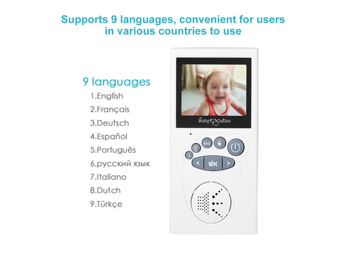 Monitor De Bebê Digital Sem Fio De 2,4 Polegadas Com Câmera De Intercomunicação Para Babá 100 240 V Brilvibera