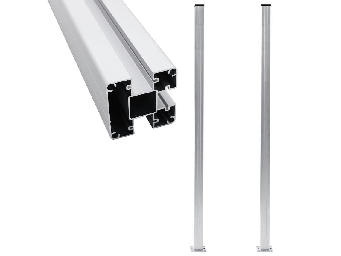Vidaxl Postes De Cerca 2 Pcs Alumínio 185 Cm