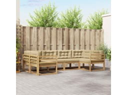 Vidaxl Conjunto De Sofás Para Exterior 6 Pcs Branco E Bege