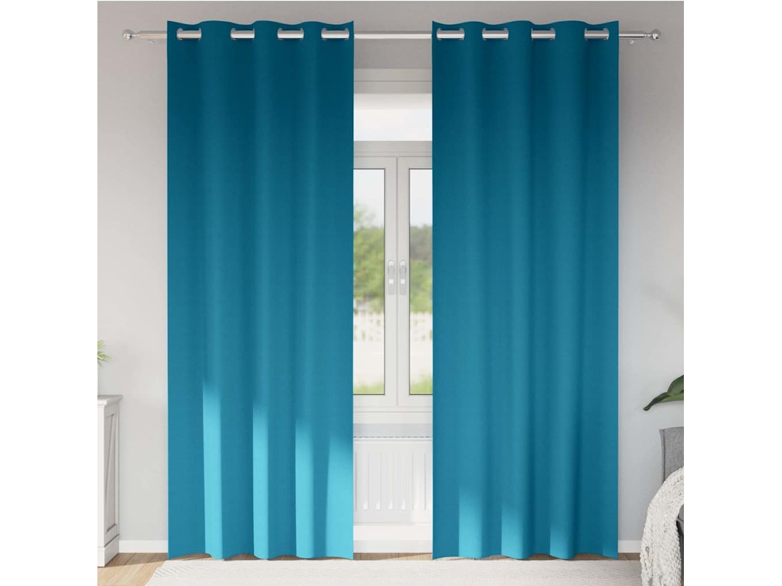 Vidaxl Cortinas Blackout Com Argolas 2 Pcs Turquesa 260 X 140 Cm