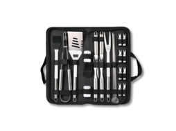 Conjunto De 27 Peças De Utensílios Para Churrasco Em Aço Inoxidável — Para Uso Externo E Doméstico — Inclui Bolsa De Armazenamento Em Tecido Oxford
