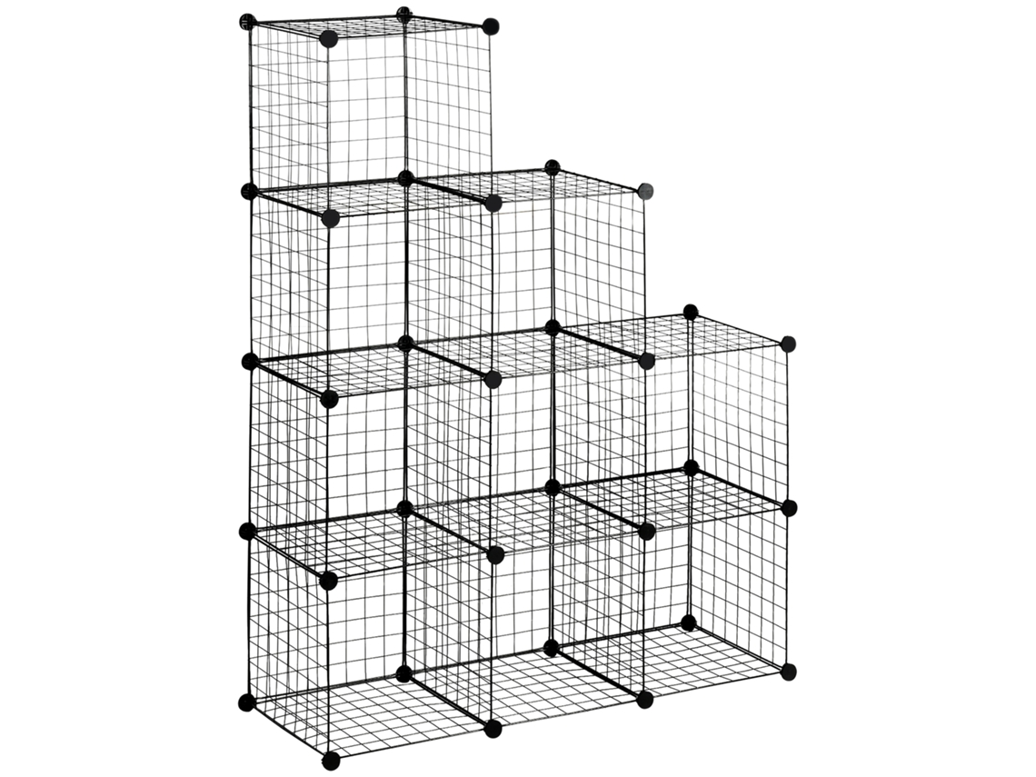 Prateleira Modular com 9 Compartimentos de Malha, Preto