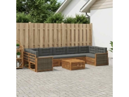 Vidaxl Conjunto De Sofás Para Exterior 8 Unid. Natural E Antracite