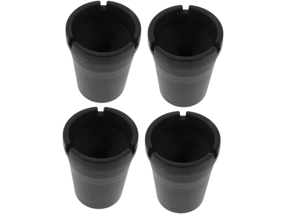 Cinzeiro Portátil Para Carro, Conjunto De 4 Peças, Plástico Preto