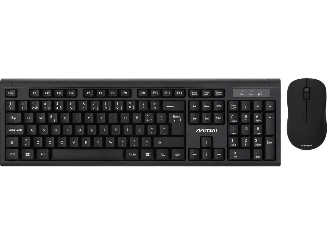 Teclado + Rato MITSAI C411 (Wireless - 1600 dpi - Ótico - Teclado Numérico)