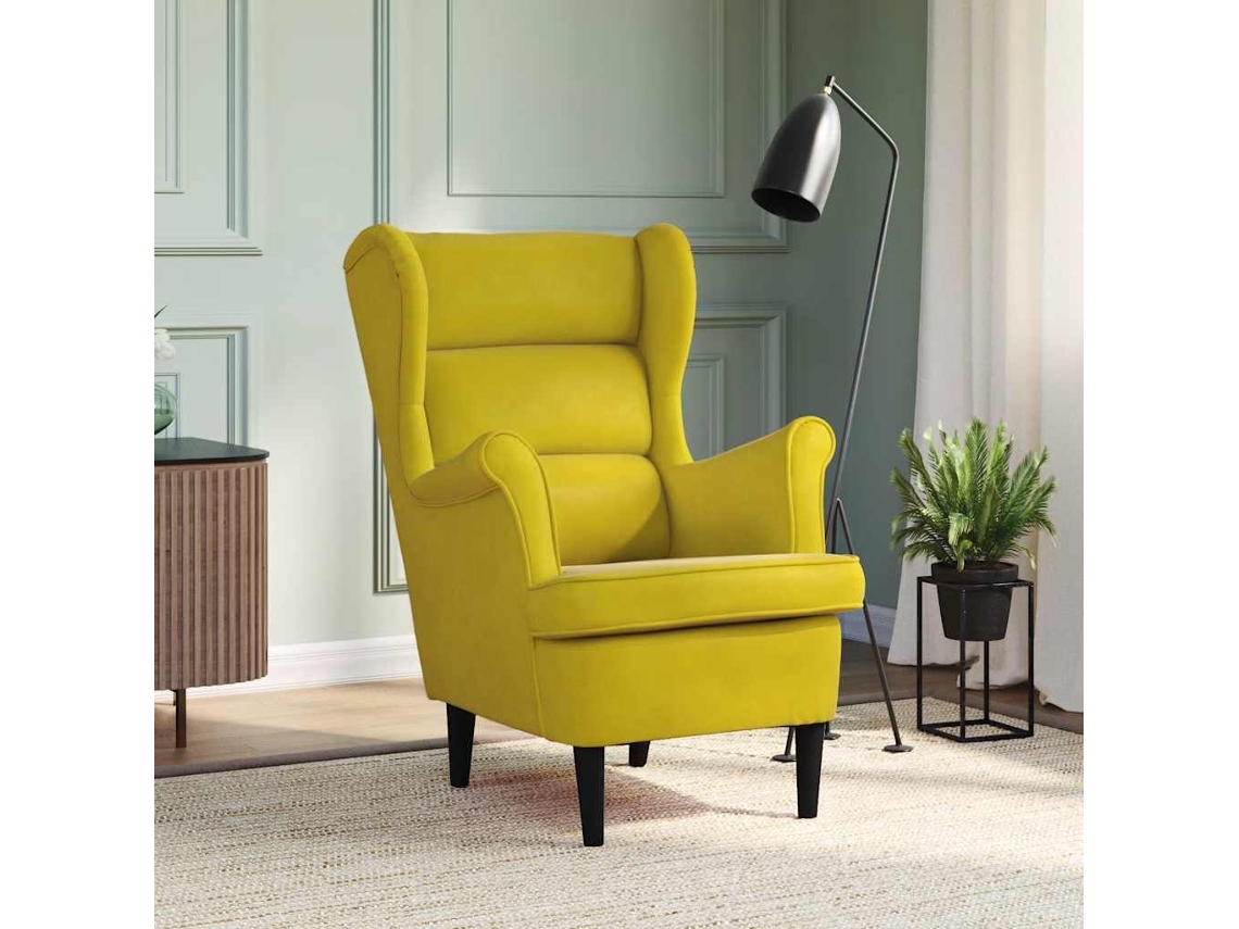 Vidaxl Poltrona Em Veludo Amarelo Mostarda