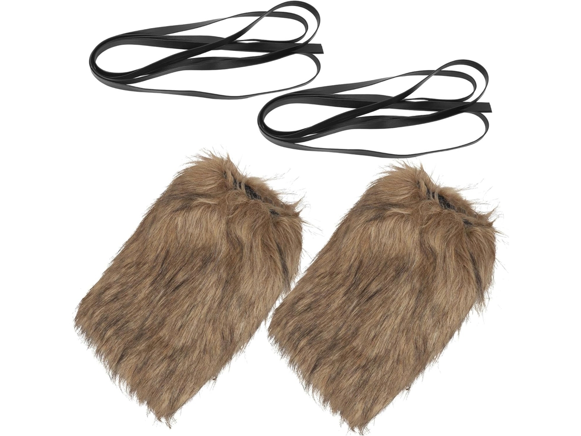 Polainas De Pele Sintética Marrom Estilo Viking Medieval, Poliéster, Confortáveis ​​e Quentinhas.