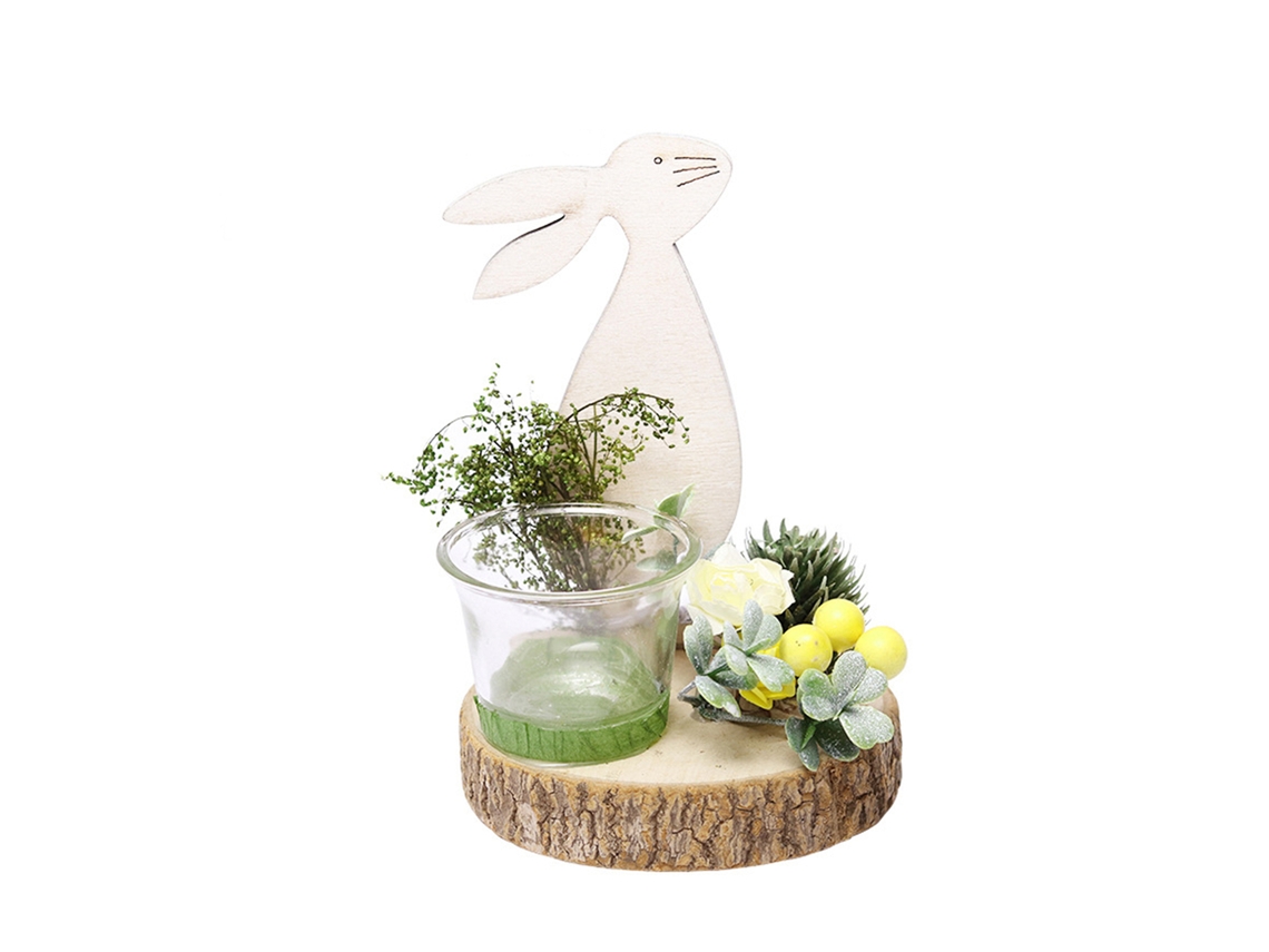 Laxiscreed Castílio De Vidro Com Coelho De Madeira Para Decoração Criativa Em Casa