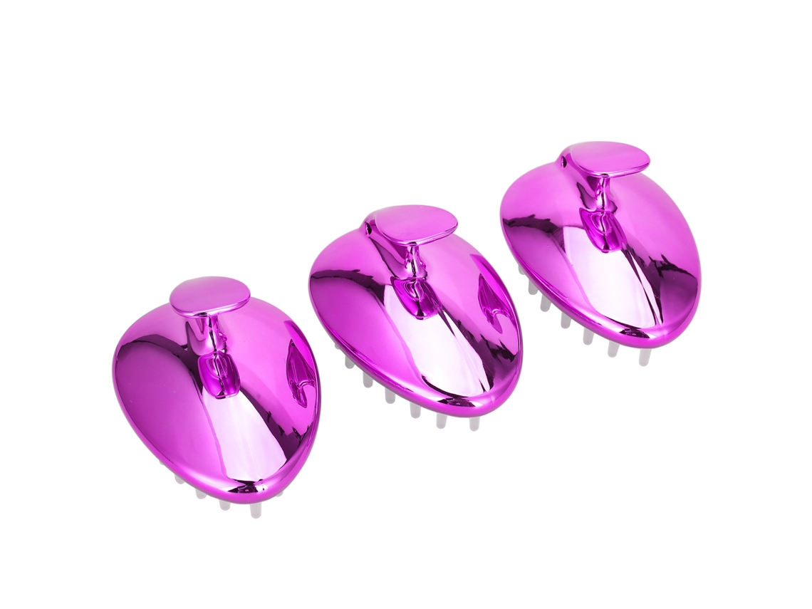 3pcs Escova De Shampoo Com Massagem Para Cabelo E Couro Cabeludo Anti-derrame Uso Molhado E Seco Roxo