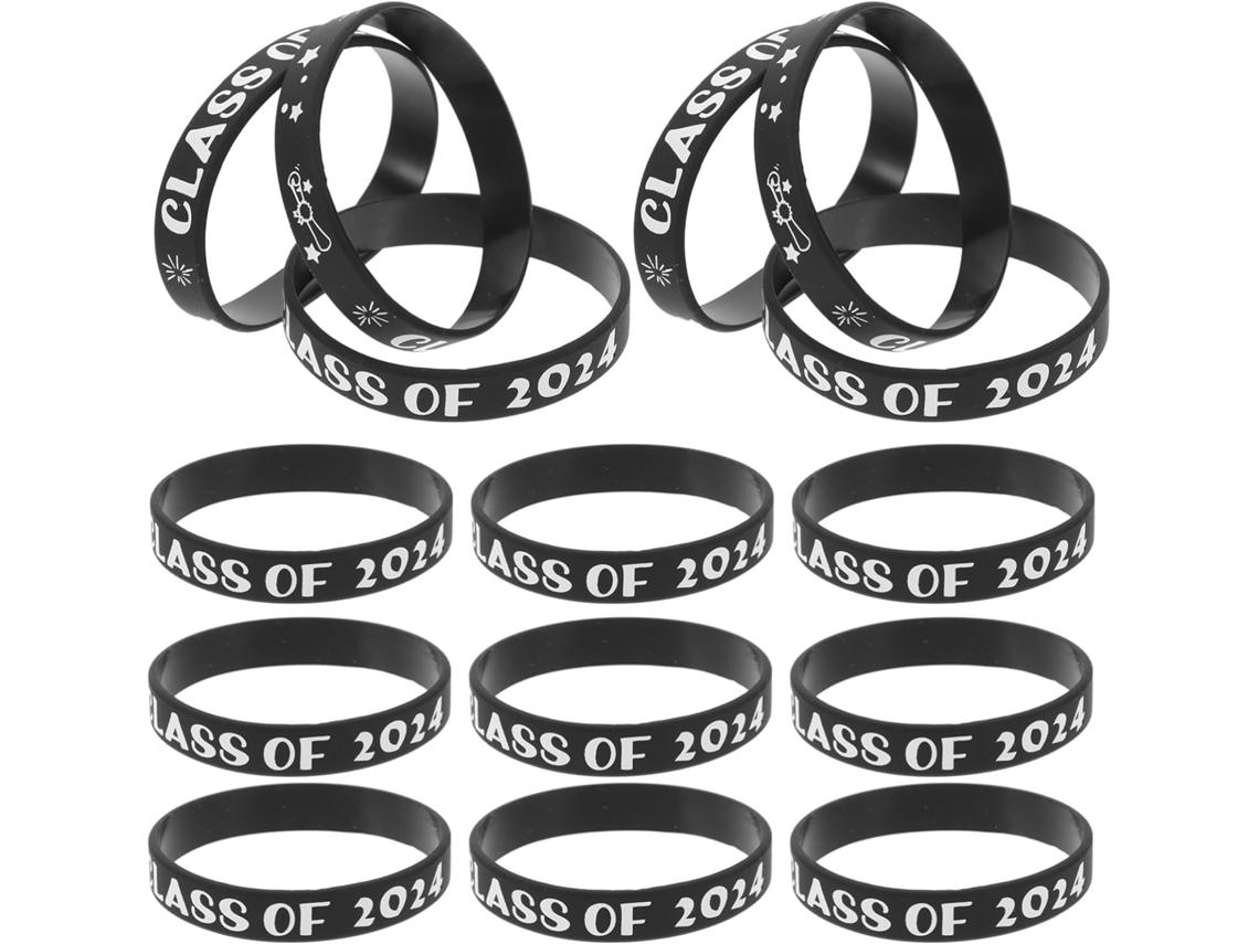 Jojofuny 50-pulseiras De Formatura Em Silicone Preto, Gravadas Com A Turma De 2024, Ideais Para Festas De Formatura E