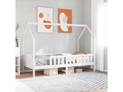 Cama Infantil Formato De Casa 90x190 Cm Pinho Maciço Branco