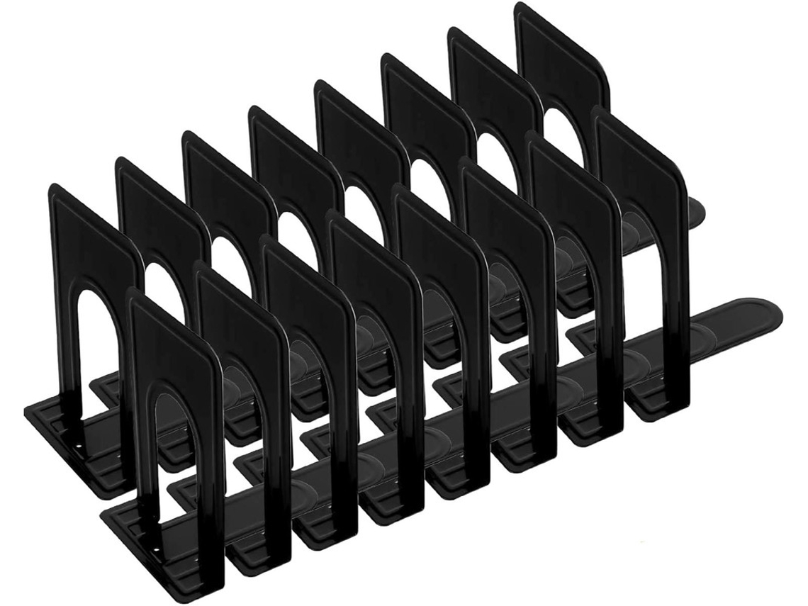 Suportes de Metal para Livros, Dvds, Estante, Cozinha, Escritório, Escola, Biblioteca, 126 X 147 X 170 Mm, Pretos, 8 Pares BRILVIBERA