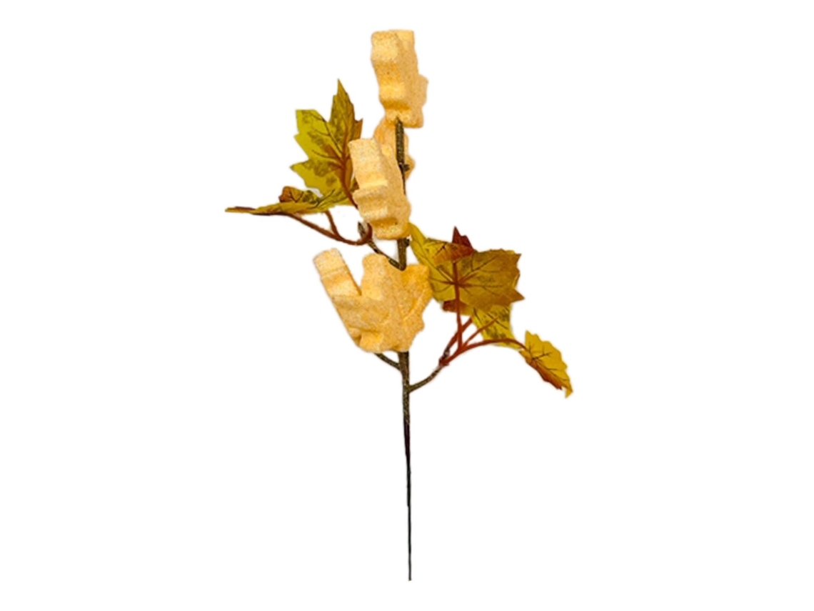 Abóbora Artificial De 21 Cm E Galho De Folha De Bordo Cores Brilhantes E Vivas Everley891