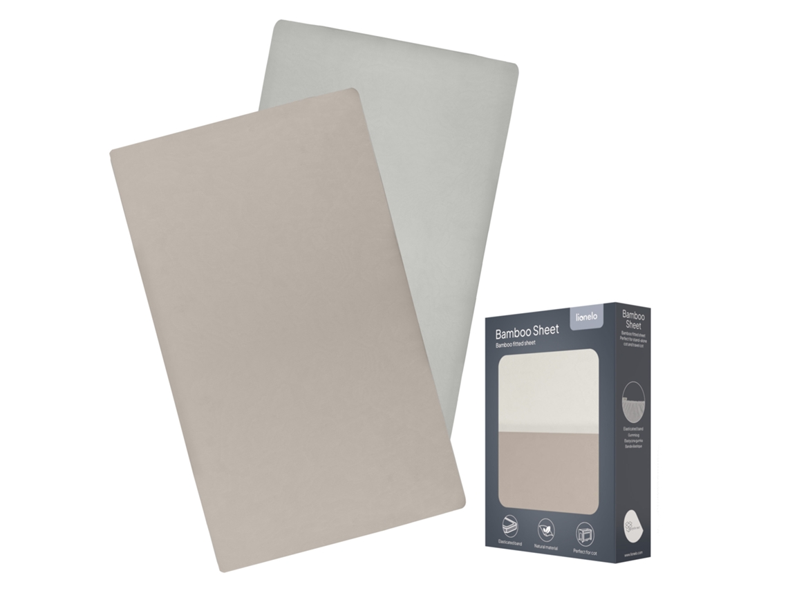 Lençol Com Elástico Lionelo Bamboo Sheet - Berço De Viagem - 2 Peças - Viscose De Bambu - 118x60cm