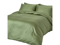 Homescapes Moss Green Organic Cotton Duvet Cover Set 400 Tc, Double
