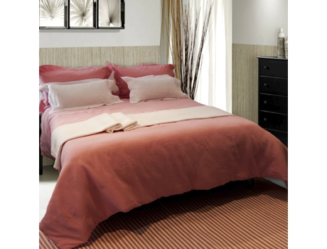 Colcha Acolchoada Linen Rosa 240x260cm — Algodão e Linho