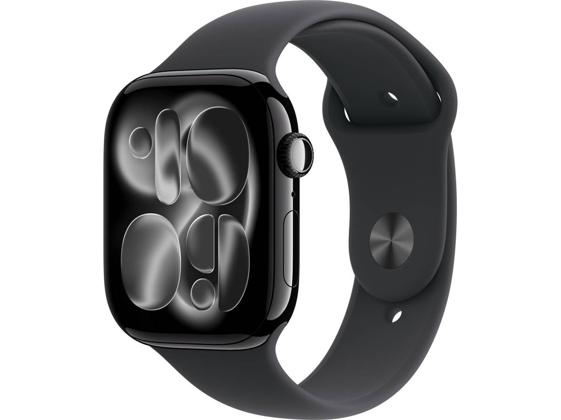 APPLE Watch Series 11 GPS 46 mm Preto Brilhante Alumínio com Bracelete Desportiva Preta (Tamanho M/L)