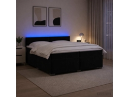 Vidaxl Cama Box Spring Com Colchão E Led Preto 200 X 200 Cm Veludo