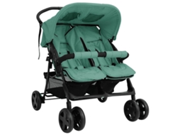 Vidaxl Carrinho De Bebé Para Gémeos Aço Verde