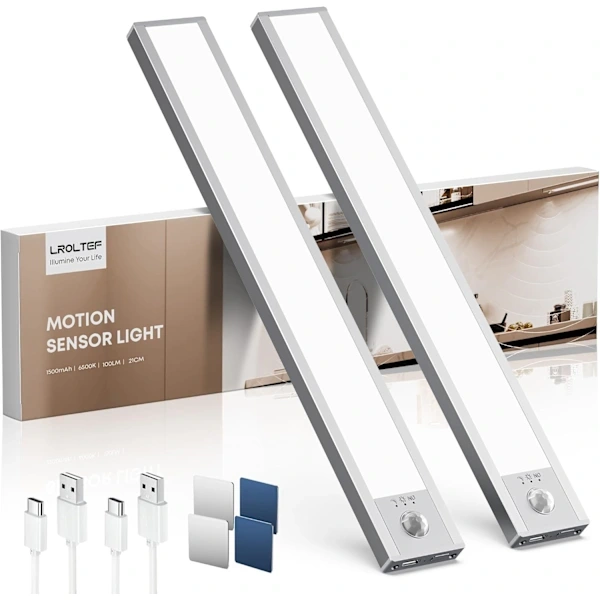 Luz Led Com Sensor De Movimento, Recarregável, 3 Cores, 21 Cm Para Guarda-roupa, Armário, Cozinha, Quarto