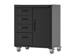 Armário De Ferramentas De Metal Resistente Com Rodízios – 75 × 42 × 88 Cm, Preto/cinza, Para Garagem, Escritório E Residência Cs
