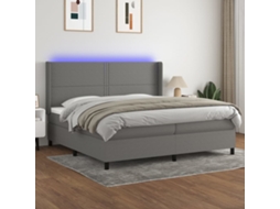 Vidaxl Cama Box Spring C/ Colchão E Led 200x200 Cm Tecido Cinza-escuro