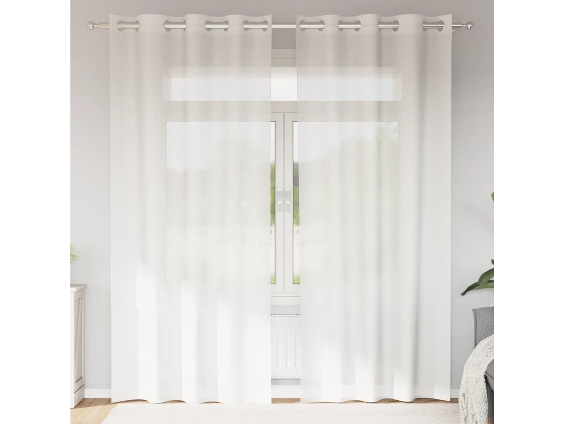 Vidaxl Cortinas De Voile Com Ilhós 2 Pcs Branco