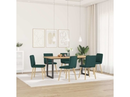 Vidaxl Cadeiras De Jantar 6 Pcs Tecido Verde-escuro