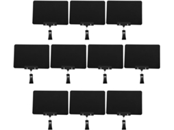 Conjunto De 10 Mini Quadros Negros Com Clipe Giratório E Apagável Em Pvc Preto, Ideais Para Exibição Em Supermercados E
