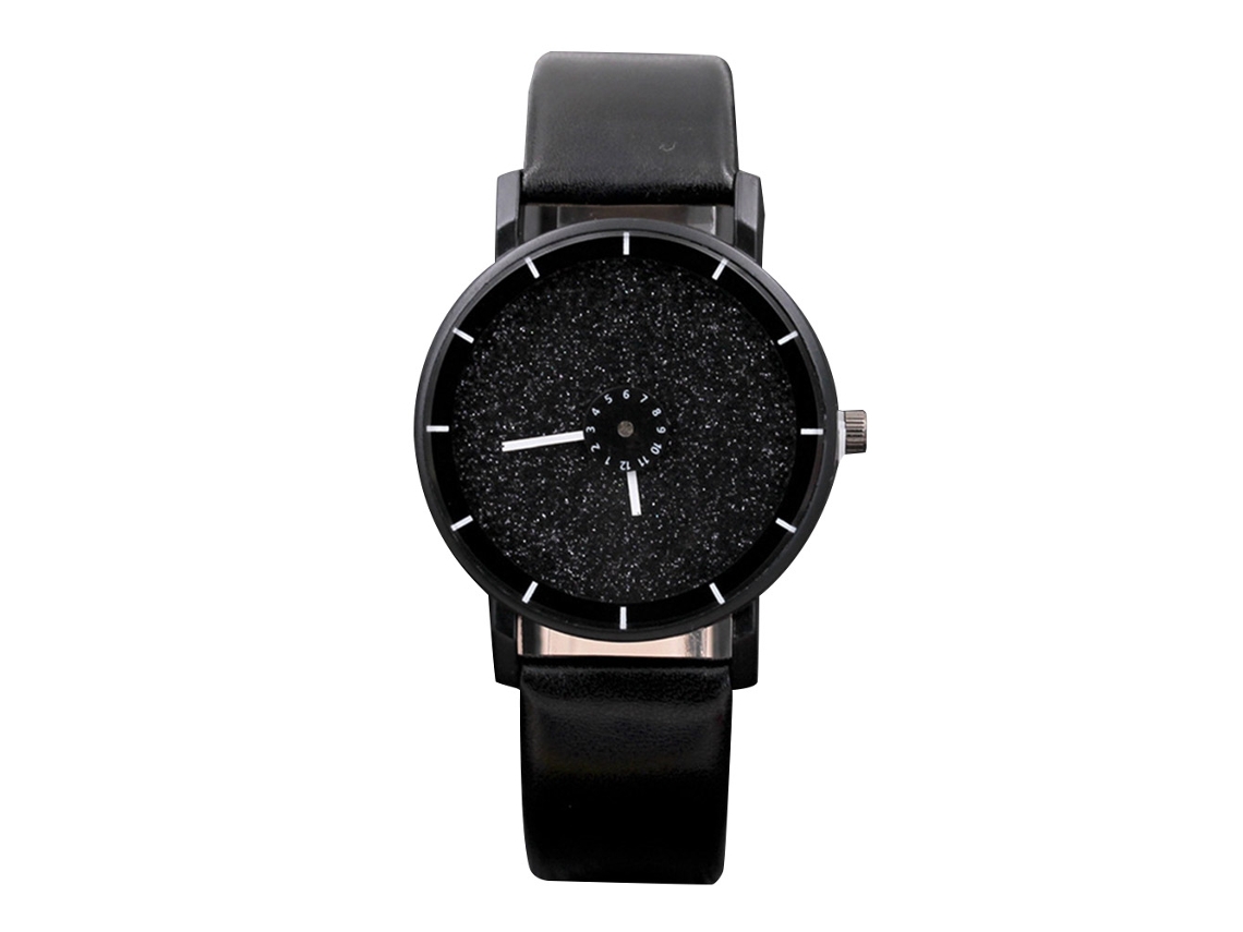 Relógio Feminino de Quartzo com Pulseira de Couro Pu Estilo Fashion Dial Estrelado Preto