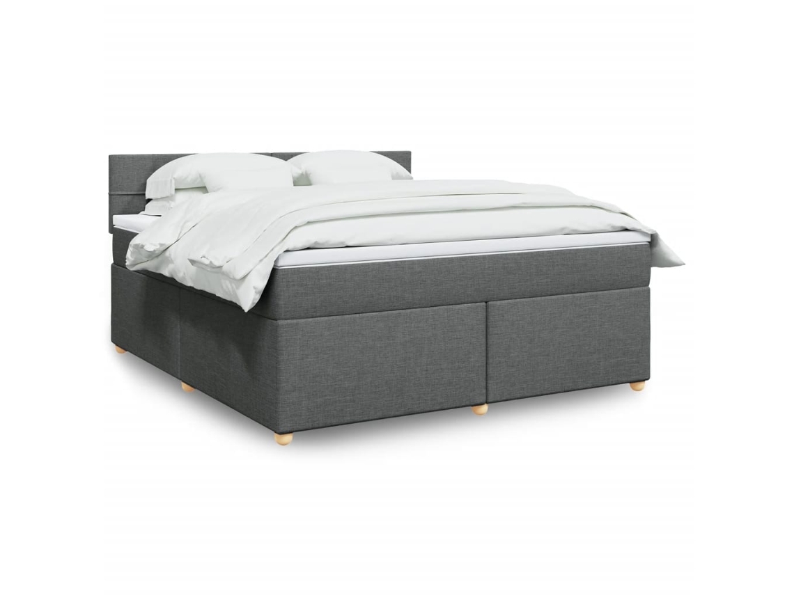 Vidaxl Cama Com Molas/colchão 180x200 Cm Tecido Cinzento-escuro