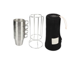 Copo Camping Inox 4 Unid Prata Stackable