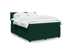 Vidaxl Cama Com Molas/colchão 160x200 Cm Veludo Verde-escuro