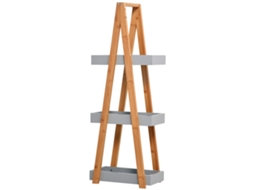 Estante De Bambú Para Casa De Banho Com 3 Prateleiras De Armazenamento Móvel Organizador 30x18x81 Cm Madeira E Cinza