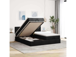 63 / 5,000vidaxl Estrutura De Cama Otomana Com Colchões Tecido Preto