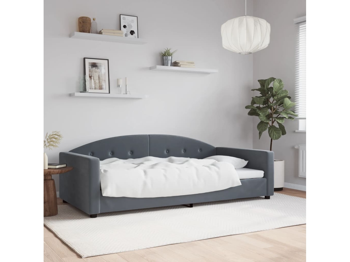 Vidaxl Sofá cama 100x200 Cm Veludo Cinzento escuro