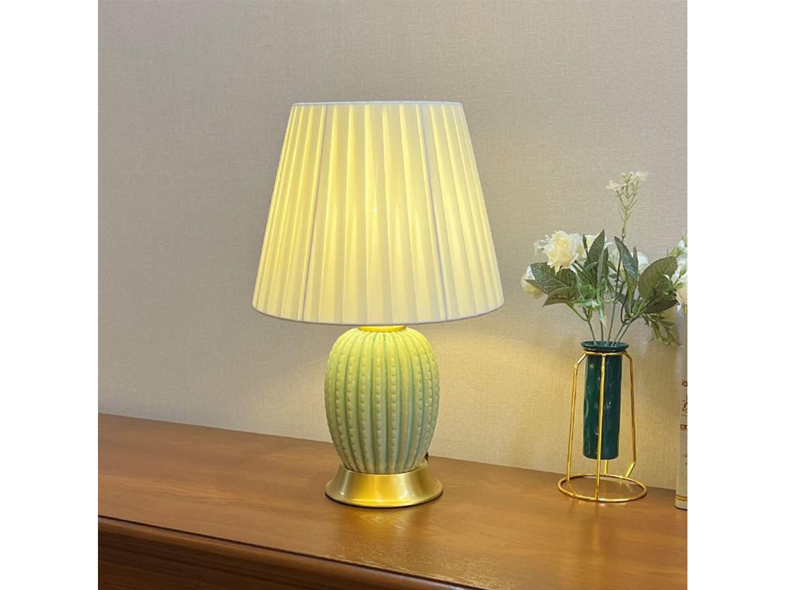 Abajur De Mesa Mengjay Com Design Contemporâneo, Cúpula De Tecido, Luminária De Mesa Cerâmica, Decoração Para Quarto